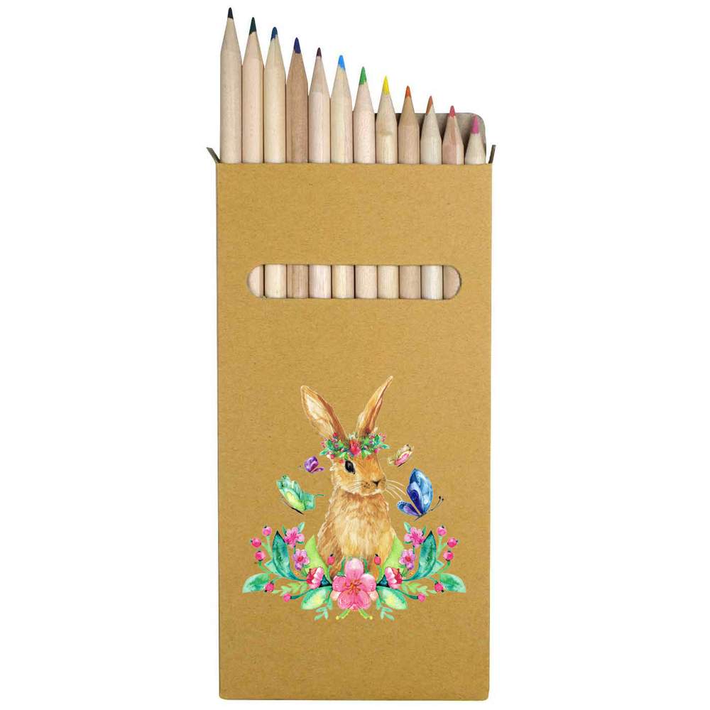 12 x 'Spring Bunny' Long 178mm Coloured Pencils / Pencil Set (PE00051665)