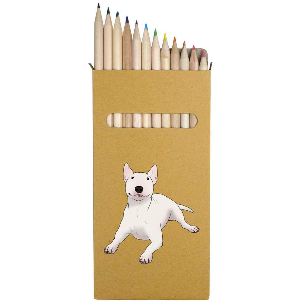 12 x 'Cute Bull Terrier' Long 178mm Coloured Pencils / Pencil Set (PE00051757)