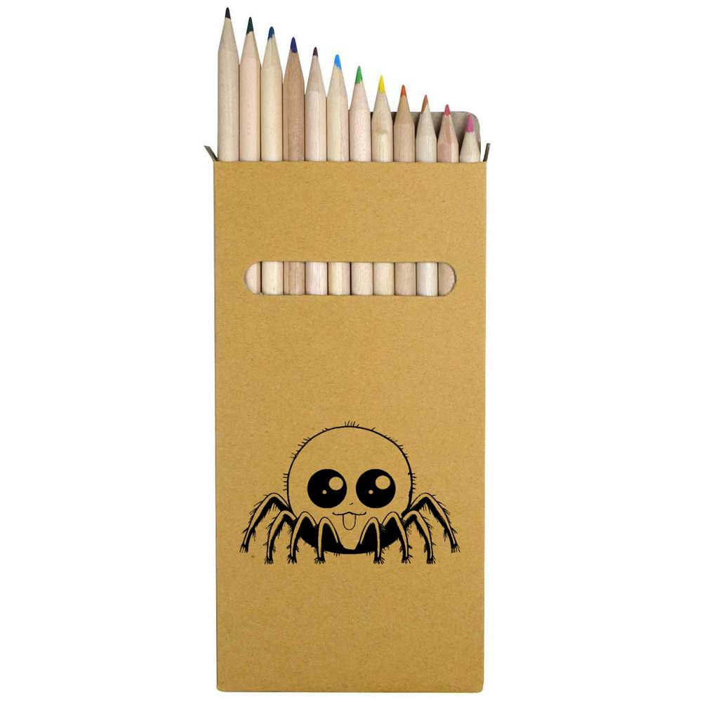 12 x 'cute spider' Long 178mm Coloured Pencils / Pencil Set (PE00051841)