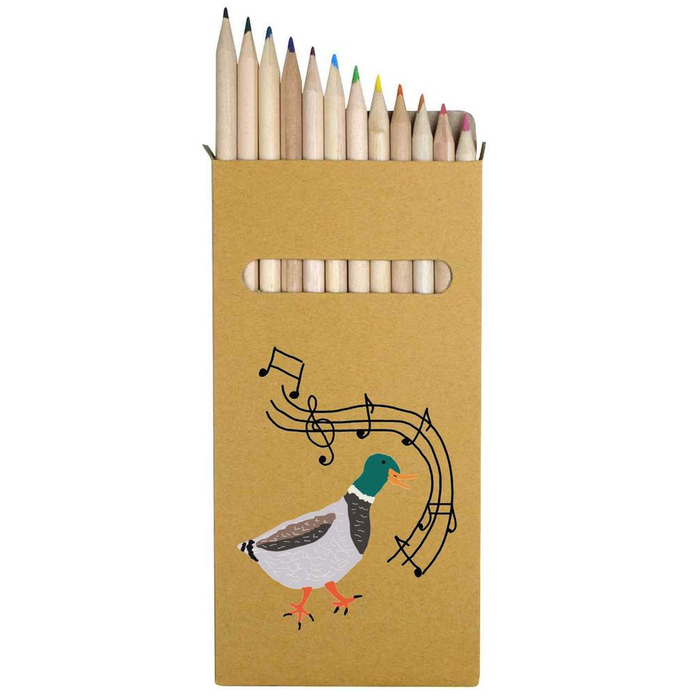 12 x 'Musical dancing duck' Long 178mm Coloured Pencils / Pencil Set (PE00053605)