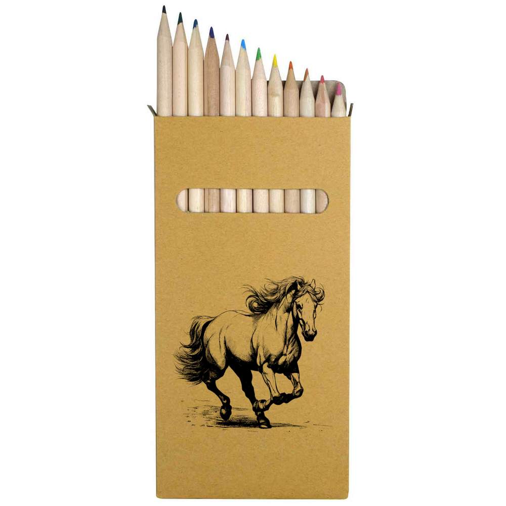 12 x 'horse' Long 178mm Coloured Pencils / Pencil Set (PE00053633)