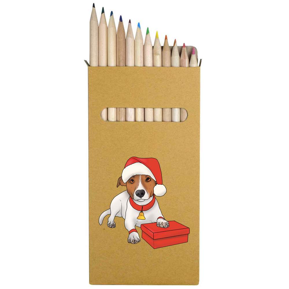 12 x 'Christmas Jack Russel' Long 178mm Coloured Pencils / Pencil Set (PE00053789)