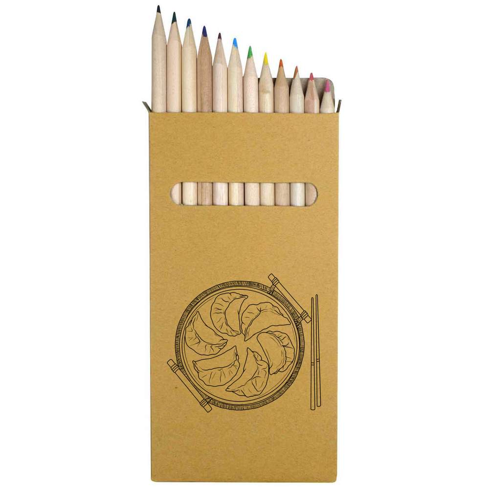 12 x 'Dumplings & Chopsticks' Long 178mm Coloured Pencils / Pencil Set (PE00053809)