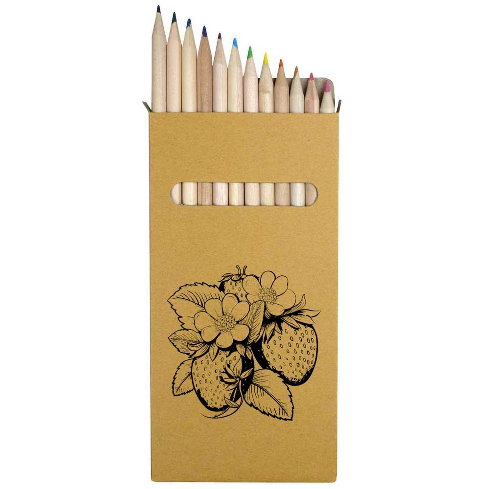 12 x 'strawberries' Long 178mm Coloured Pencils / Pencil Set (PE00054727)
