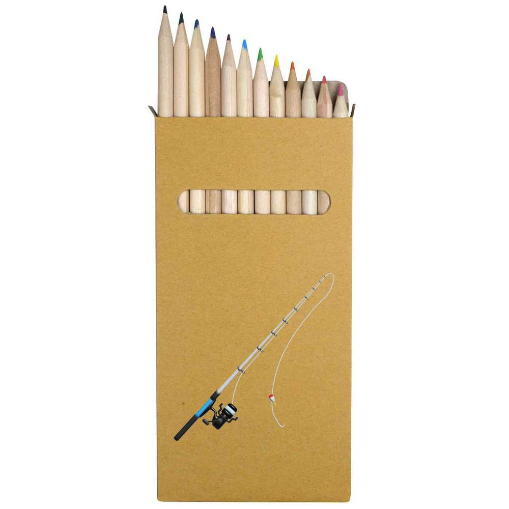 12 x 'Fishing Rod' Long 178mm Coloured Pencils / Pencil Set (PE00055217)