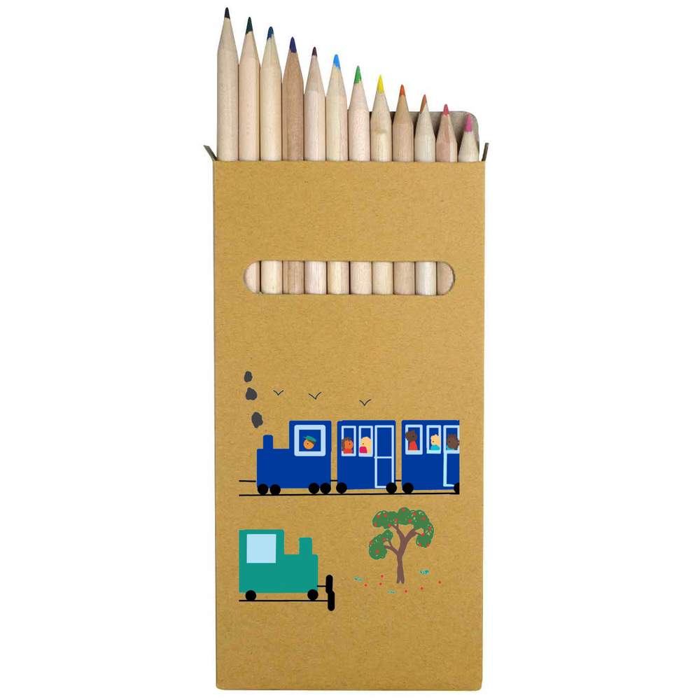 12 x 'At the train station' Long 178mm Coloured Pencils / Pencil Set (PE00055857)