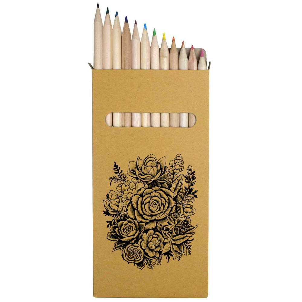 12 x 'succulents' Long 178mm Coloured Pencils / Pencil Set (PE00057233)