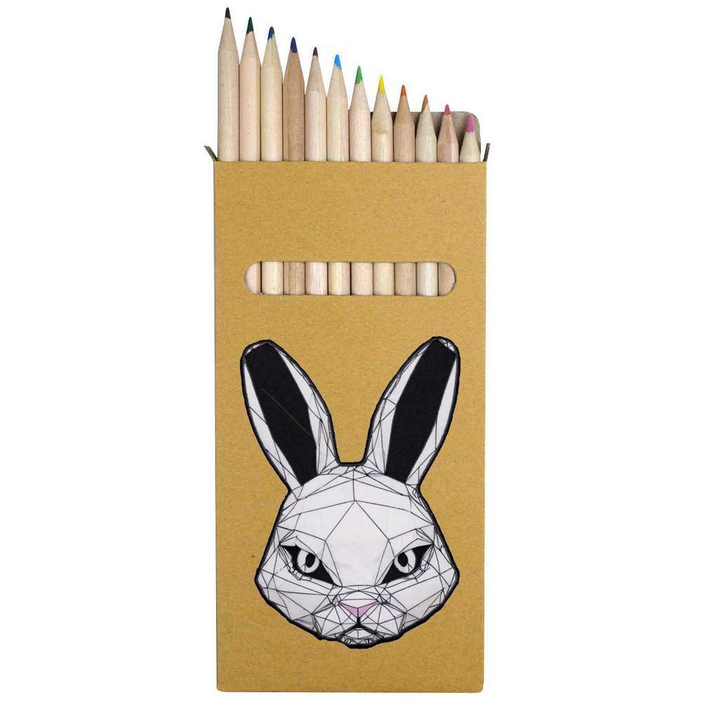 12 x 'Cyberpunk White Rabbit' Long 178mm Coloured Pencils / Pencil Set (PE00063421)