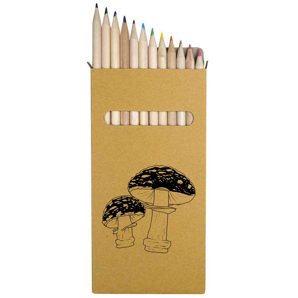 12 x 'Fantasy Mushroom' Long 178mm Coloured Pencils / Pencil Set (PE00063541)
