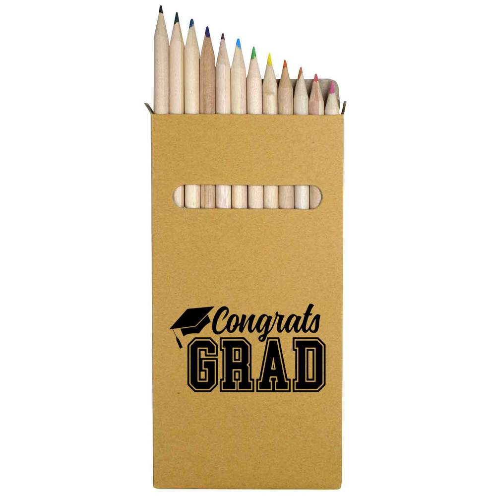 12 x 'Congrats Grad' Long 178mm Coloured Pencils / Pencil Set (PE00064349)