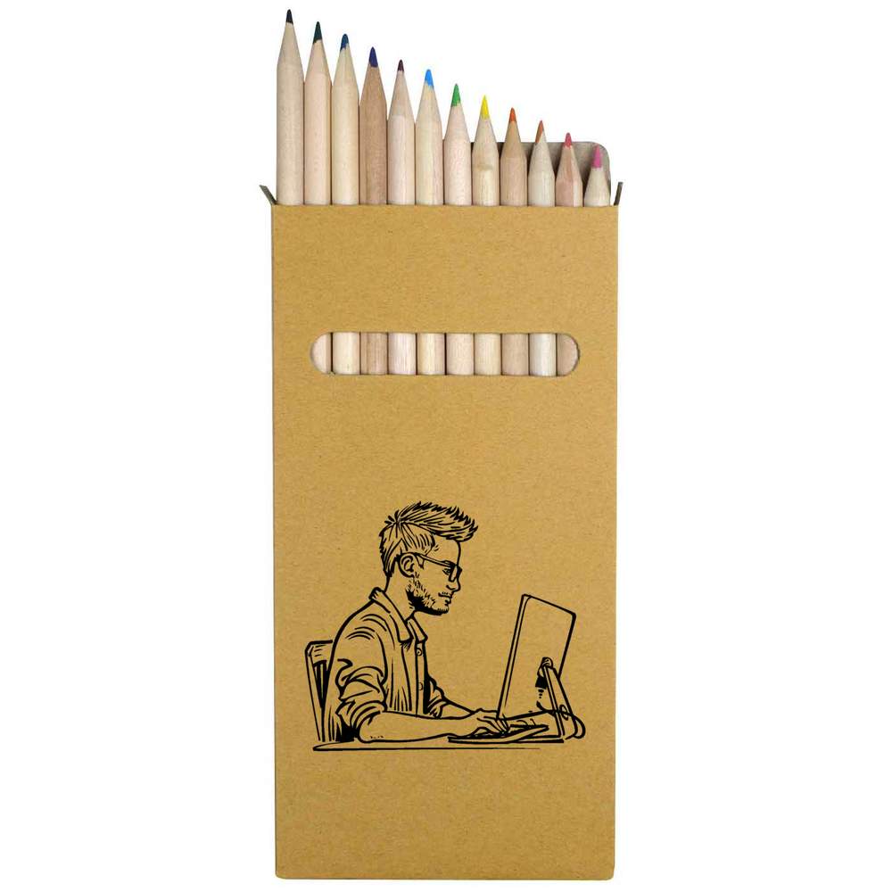 12 x 'Software Developer' Long 178mm Coloured Pencils / Pencil Set (PE00065187)