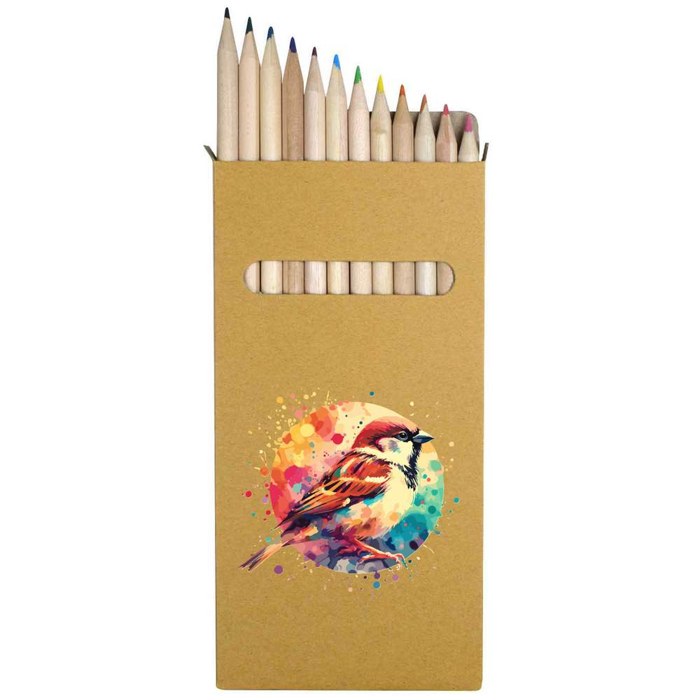 12 x 'House Sparrow' Long 178mm Coloured Pencils / Pencil Set (PE00065275)