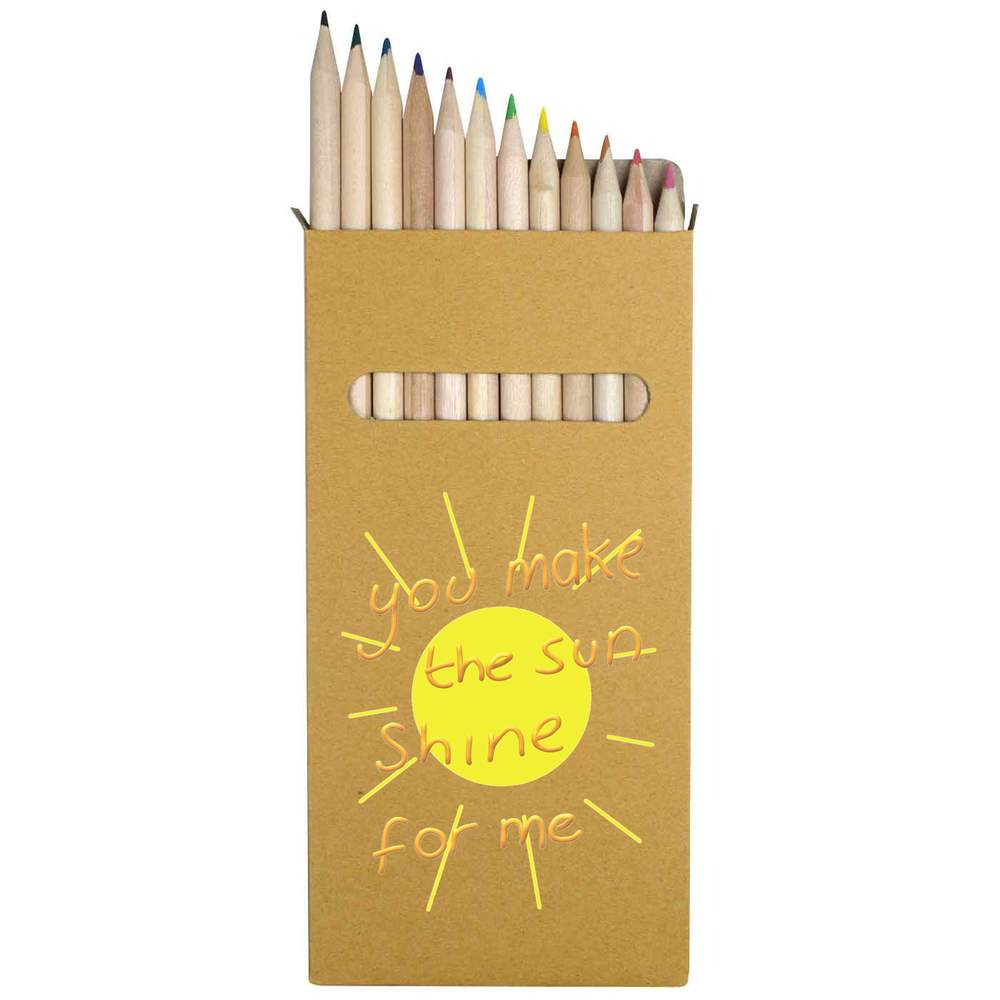 12 x 'You Make The Sun Shine For Me' Long 178mm Coloured Pencils / Pencil Set (PE00067065)