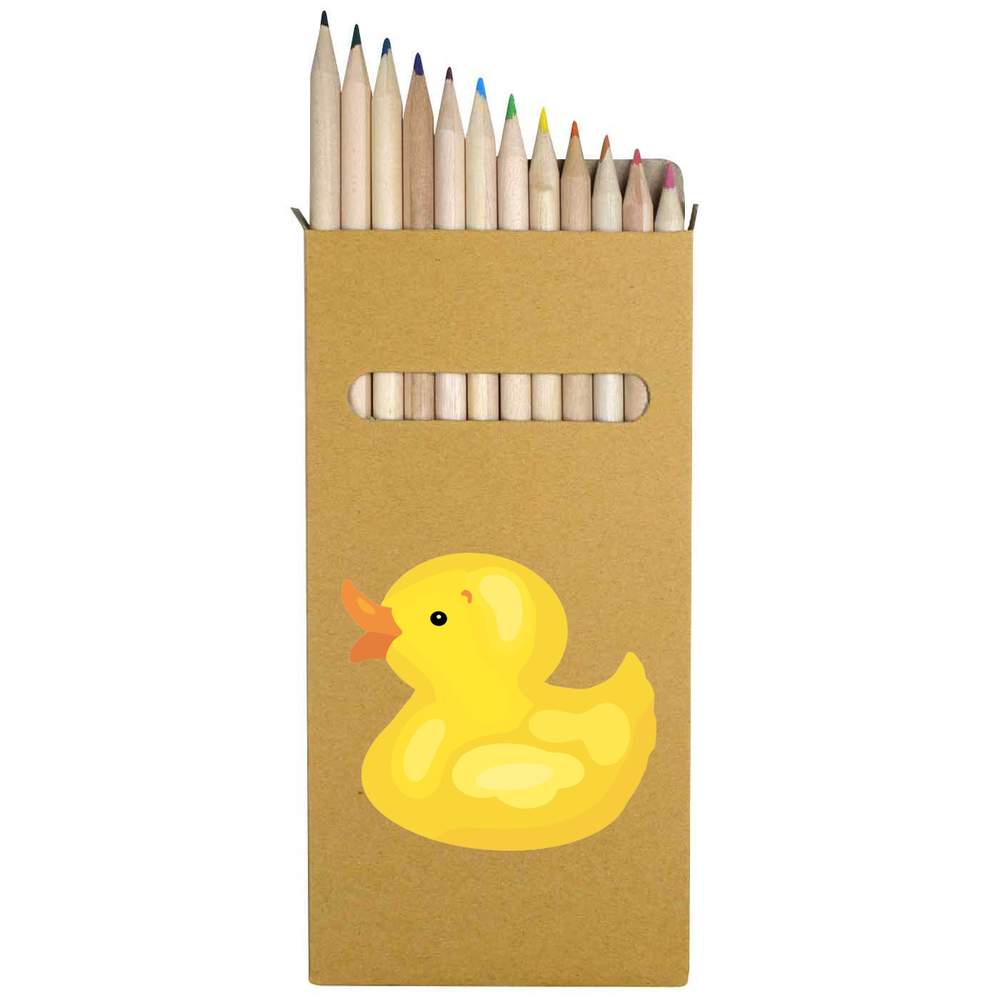 12 x 'Bath Toy Duck' Long 178mm Coloured Pencils / Pencil Set (PE00067251)