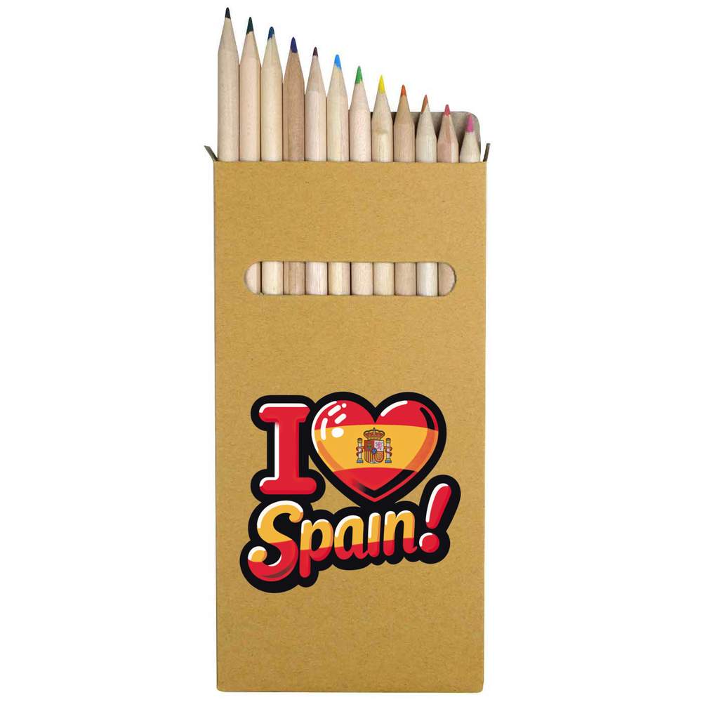 12 x 'I Love Spain!' Long 178mm Coloured Pencils / Pencil Set (PE00069325)