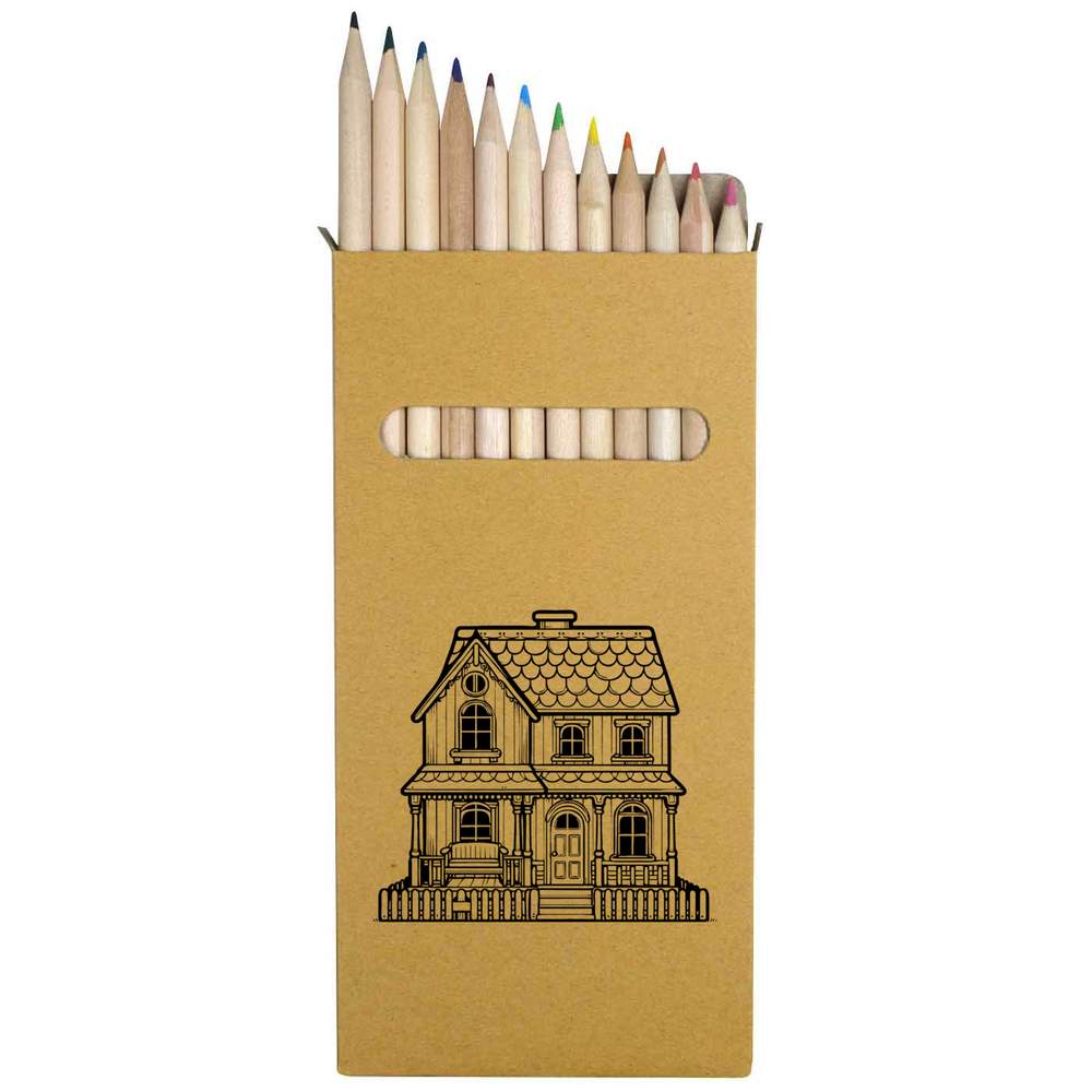 12 x 'Cute Dolls House' Long 178mm Coloured Pencils / Pencil Set (PE00069599)