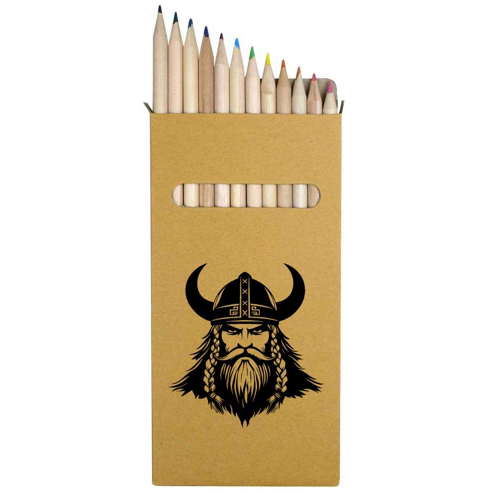 12 x 'Viking Head' Long 178mm Coloured Pencils / Pencil Set (PE00073619)