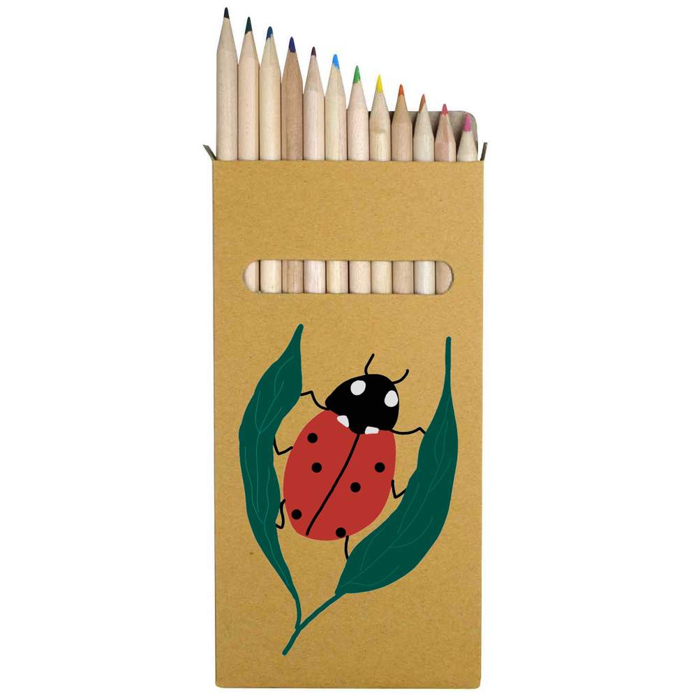 12 x 'A Ladybird Between The Leaves ' Long 178mm Coloured Pencils / Pencil Set (PE00073845)