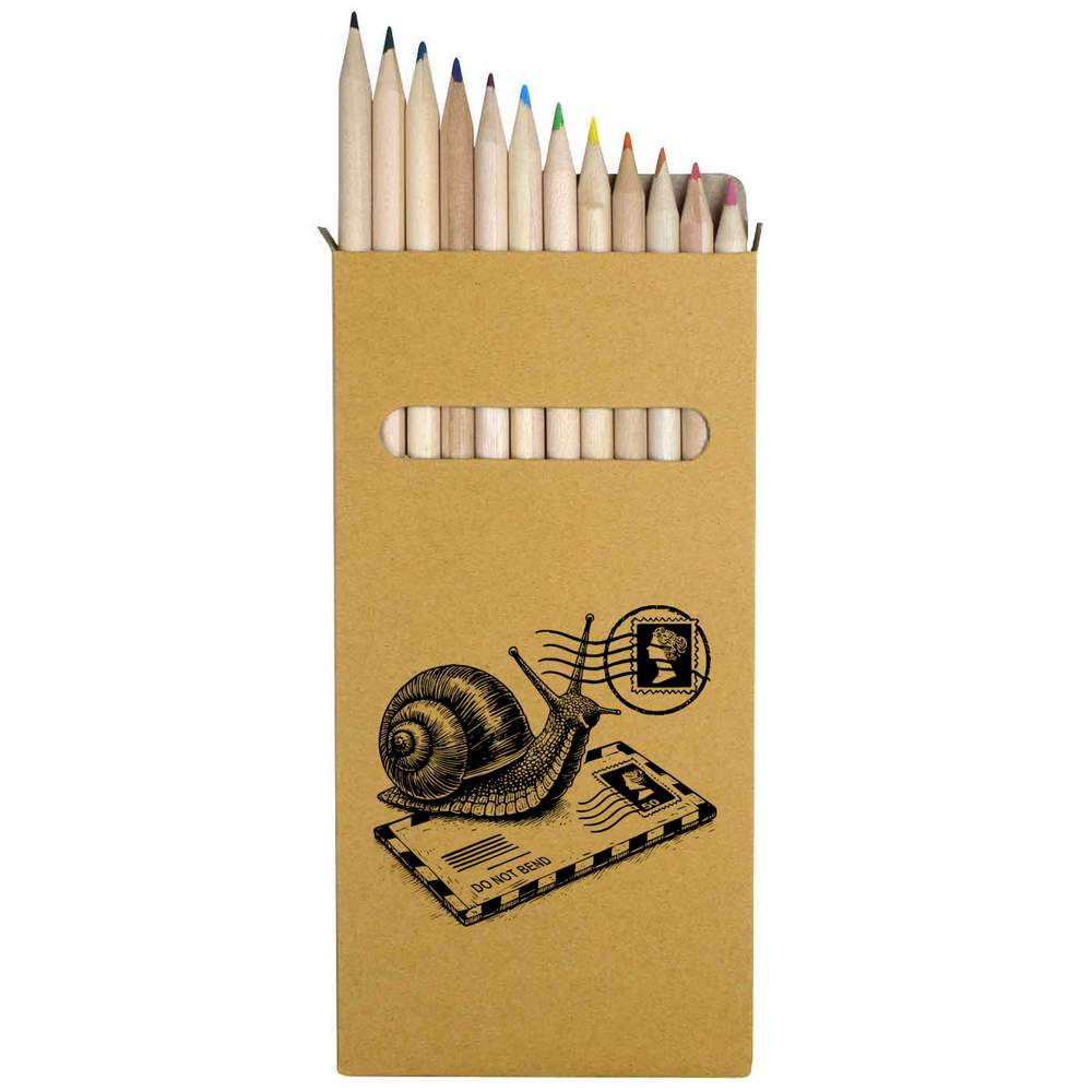 12 x 'Snail Mail' Long 178mm Coloured Pencils / Pencil Set (PE00074991)