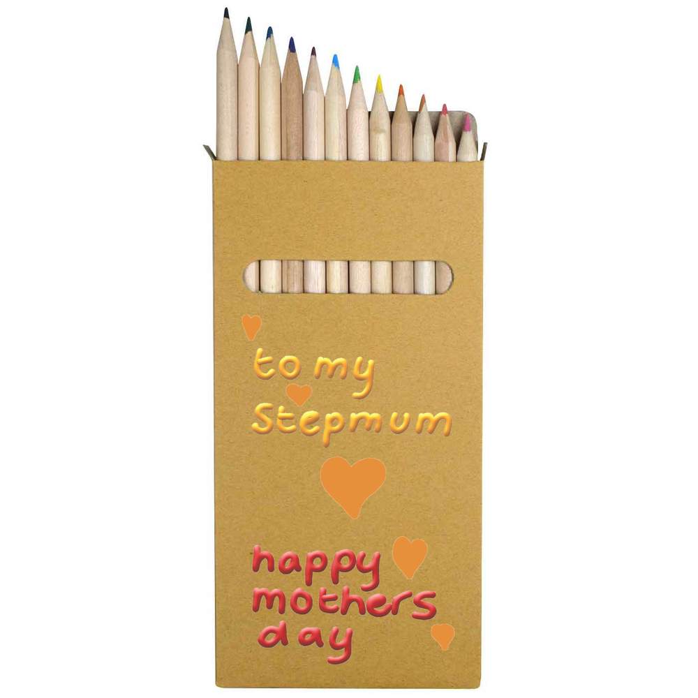 12 x 'To My Stepmum On Mother's Day' Long 178mm Coloured Pencils / Pencil Set (PE00075237)