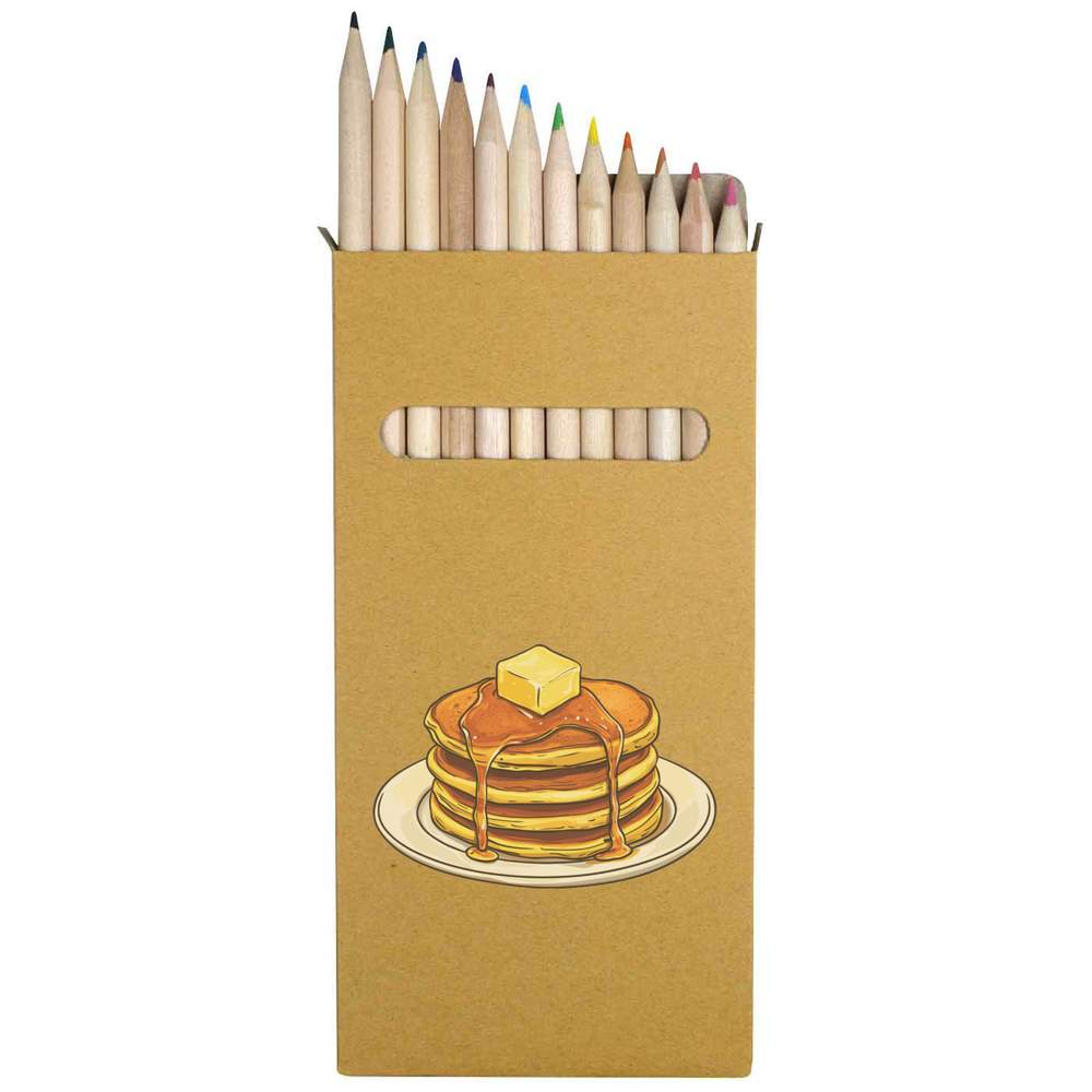 12 x 'Pancakes with Syrup and Butter' Long 178mm Coloured Pencils / Pencil Set (PE00075389)