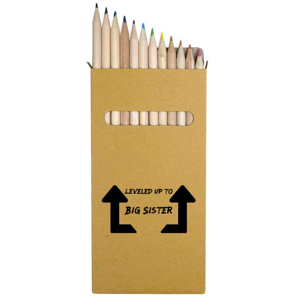 12 x 'Leveled Up To Big Sister with Arrows' Long 178mm Coloured Pencils / Pencil Set (PE00076133)