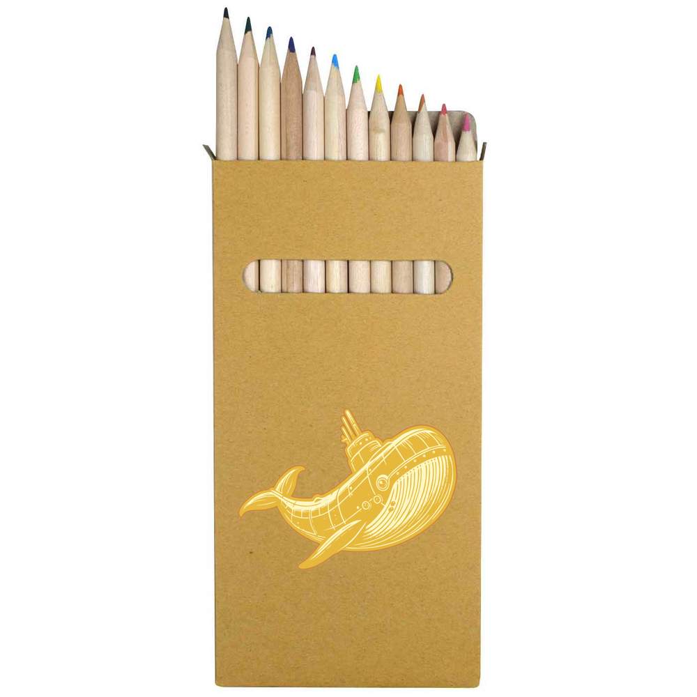 12 x 'Yellow Submarine Whale' Long 178mm Coloured Pencils / Pencil Set (PE00077013)