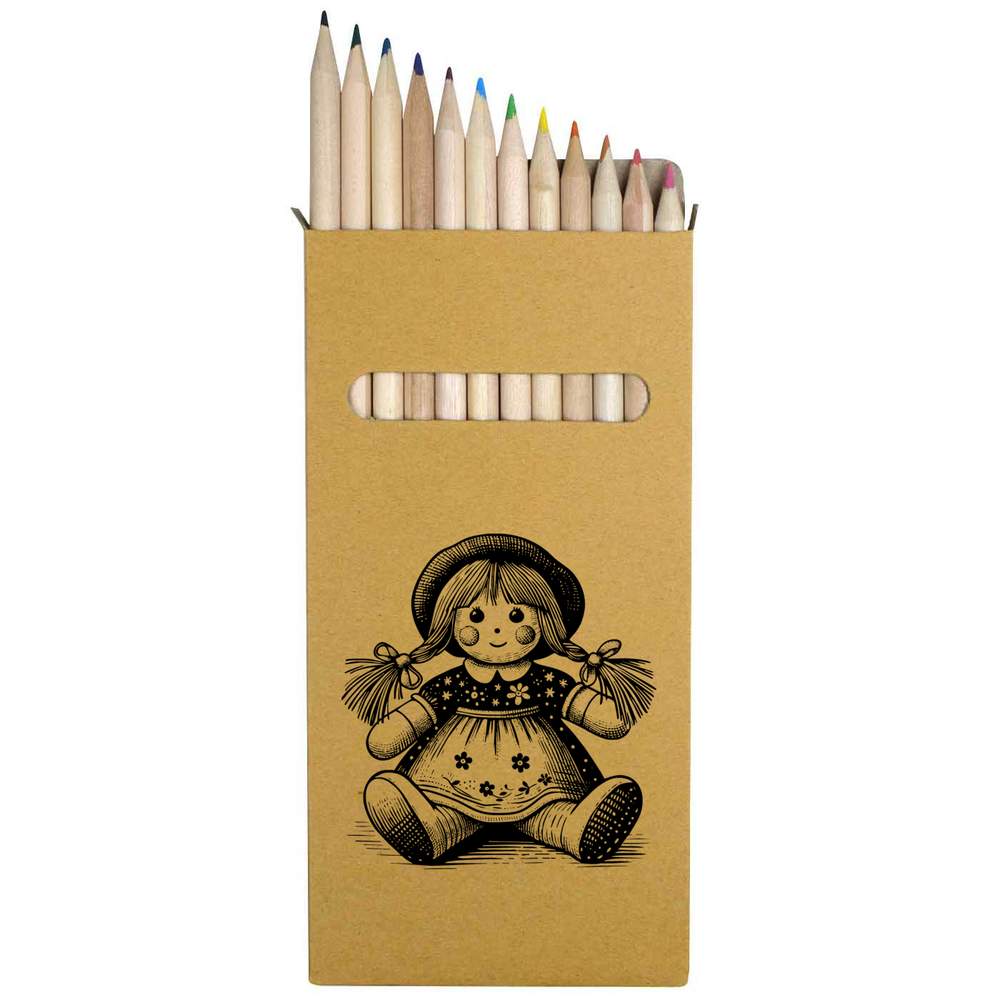 12 x 'Cute Rag Doll' Long 178mm Coloured Pencils / Pencil Set (PE00077029)