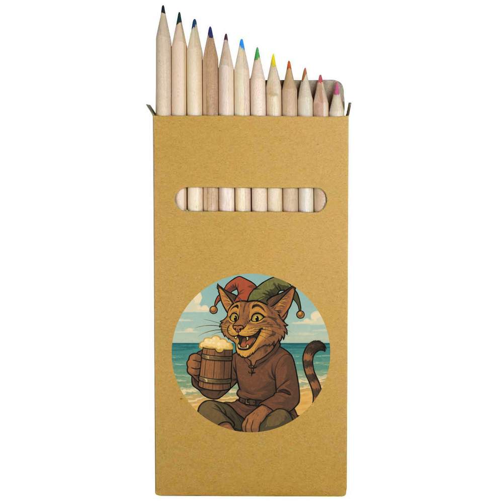 12 x 'Chico the Comedy Khajiit' Long 178mm Coloured Pencils / Pencil Set (PE00077221)