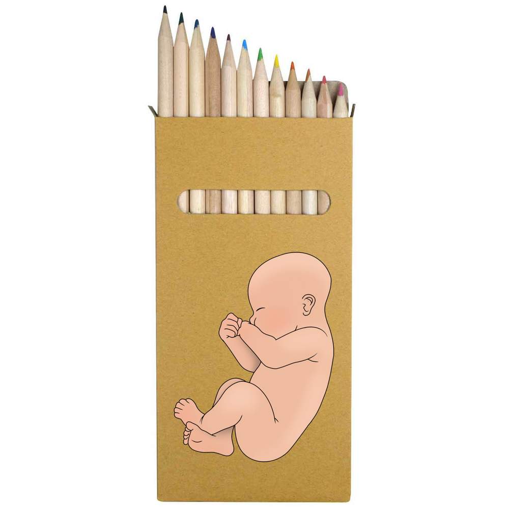 12 x 'Sleeping Newborn Baby' Long 178mm Coloured Pencils / Pencil Set (PE00078495)
