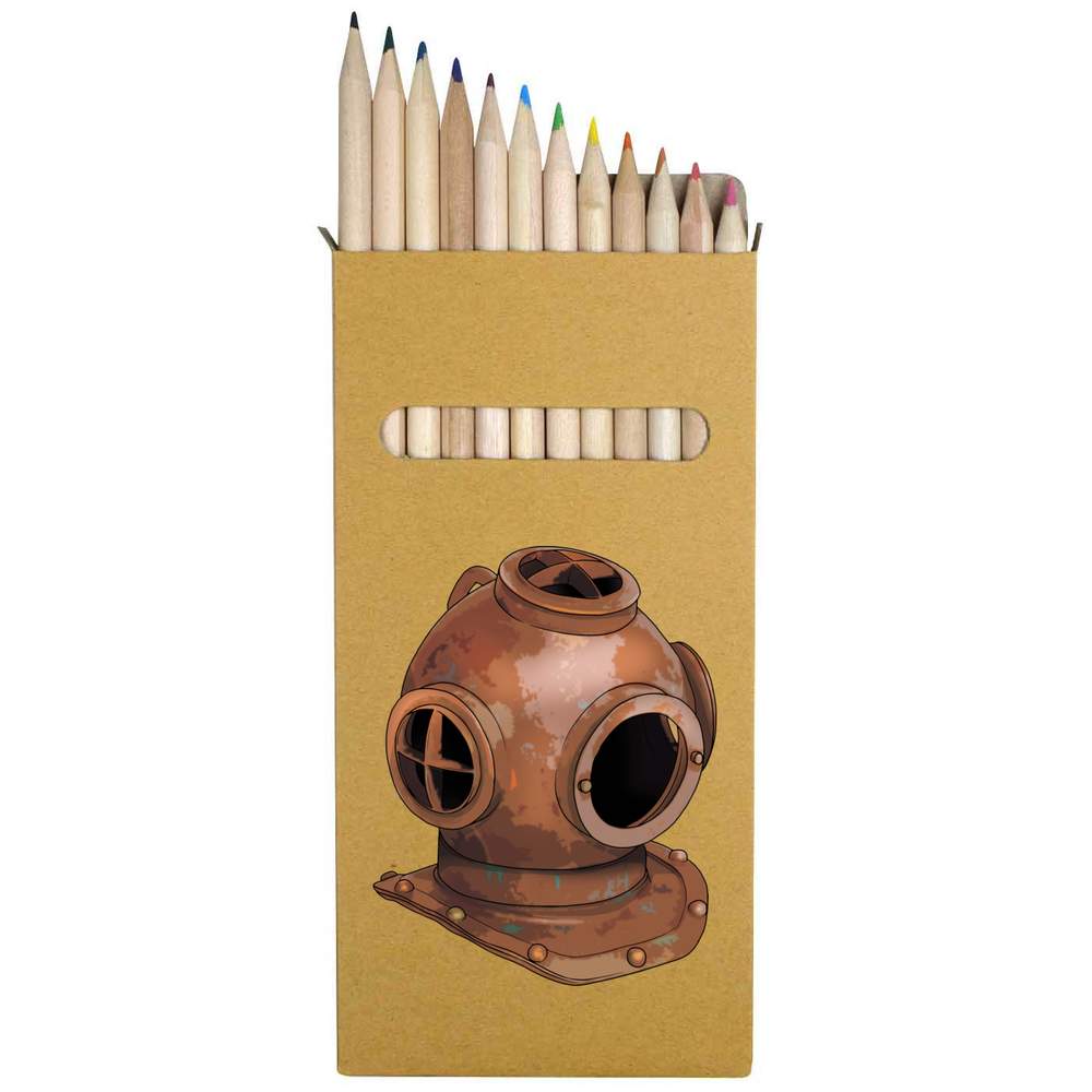 12 x 'Deep Sea Diving Helmet' Long 178mm Coloured Pencils / Pencil Set (PE00078503)