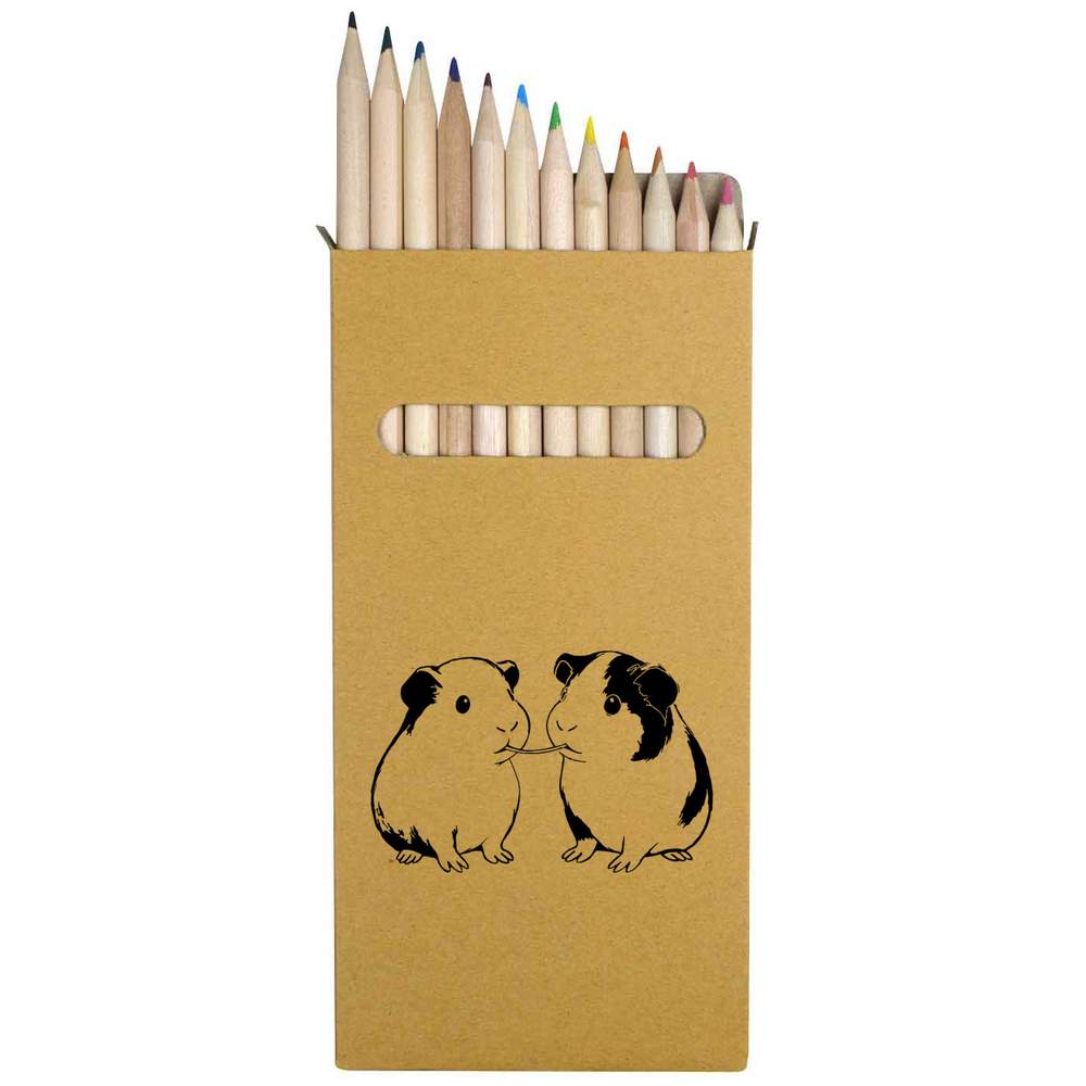12 x 'Guinea Pigs Eating' Long 178mm Coloured Pencils / Pencil Set (PE00080661)