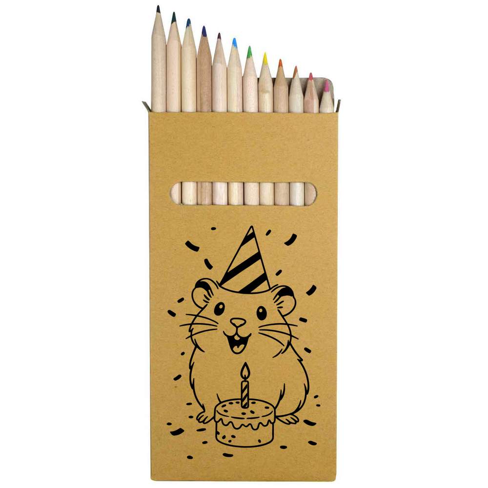 12 x 'Party Guinea Pig' Long 178mm Coloured Pencils / Pencil Set (PE00080665)