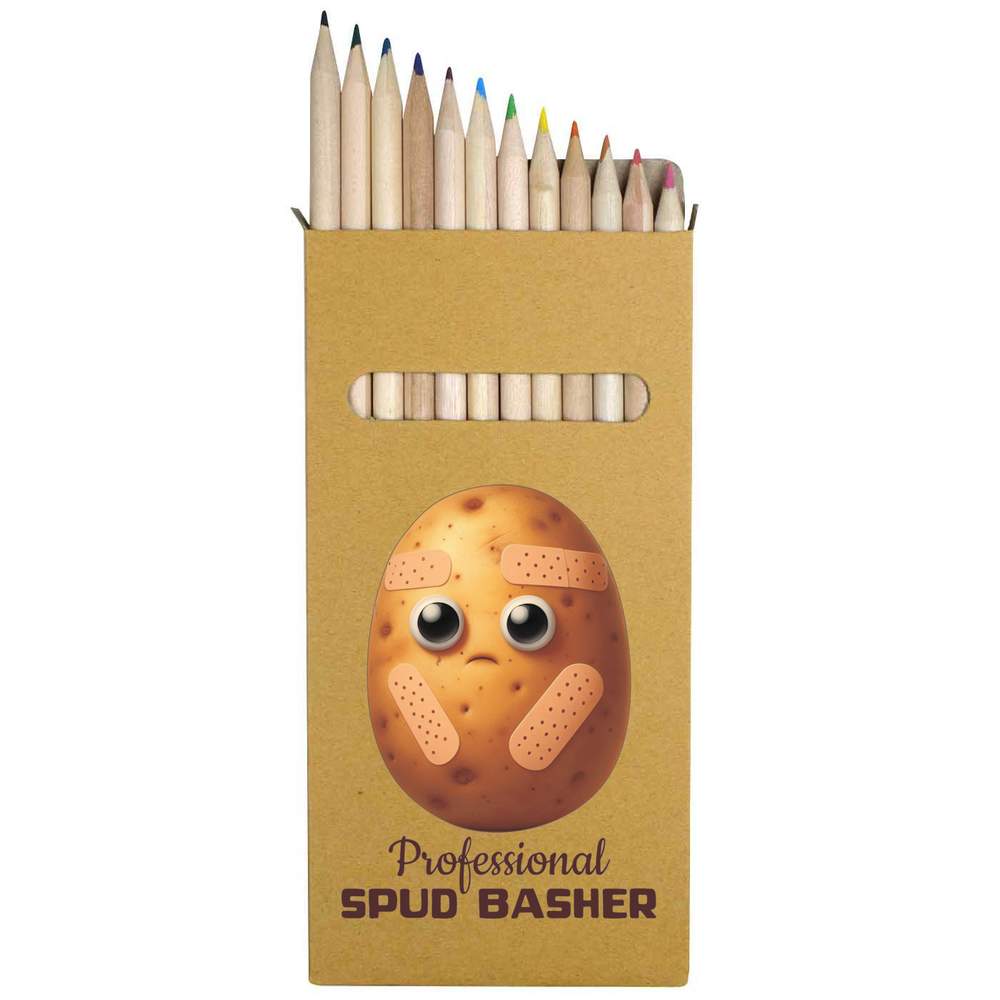 12 x 'Professional Spud Basher' Long 178mm Coloured Pencils / Pencil Set (PE00081801)