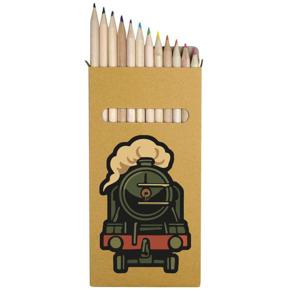 12 x 'Classic Steam Train' Long 178mm Coloured Pencils / Pencil Set (PE00082107)