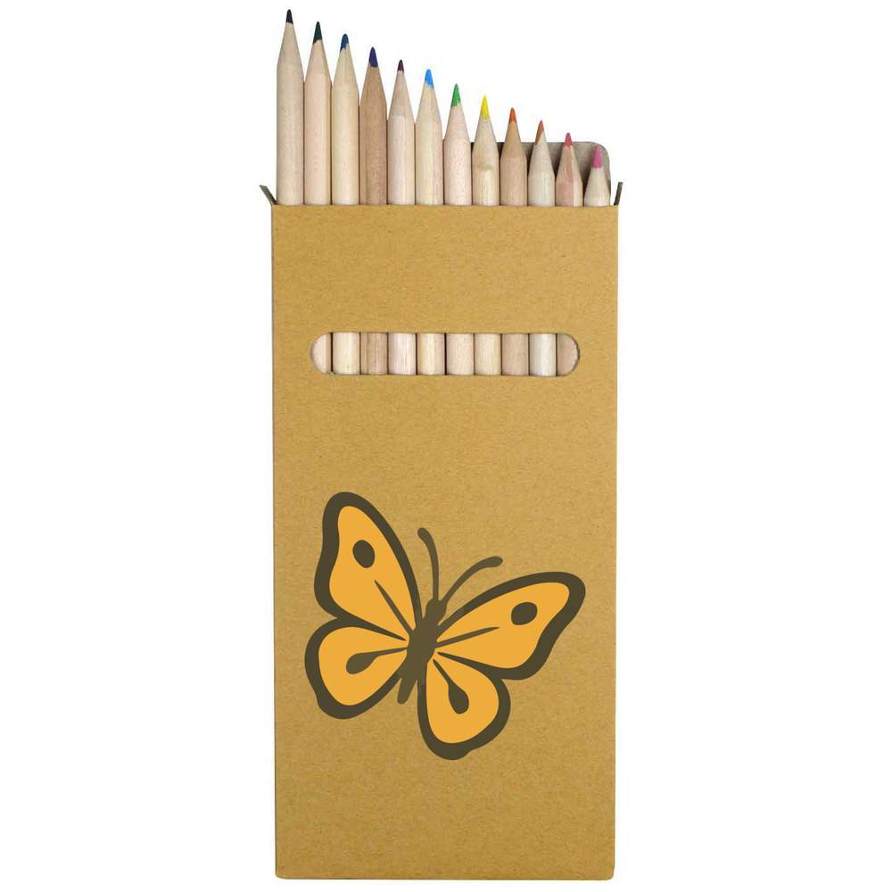 12 x 'Beautiful Flying Butterfly' Long 178mm Coloured Pencils / Pencil Set (PE00082479)