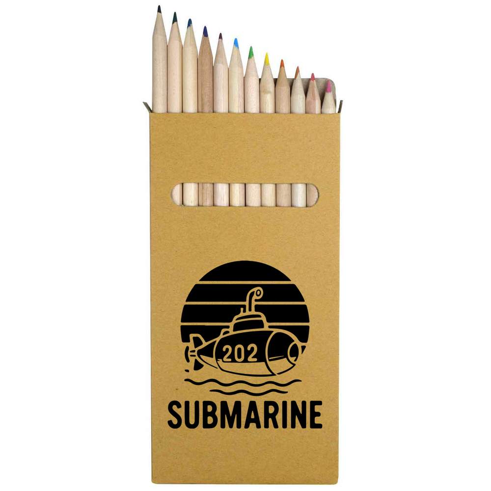 12 x 'Submarine Motif' Long 178mm Coloured Pencils / Pencil Set (PE00083007)