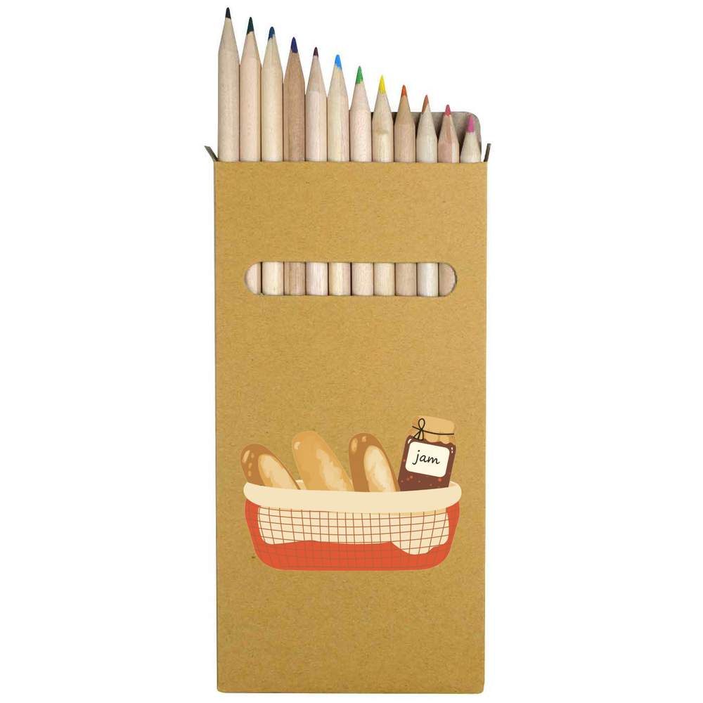 12 x 'Baguettes & Jam' Long 178mm Coloured Pencils / Pencil Set (PE00084259)