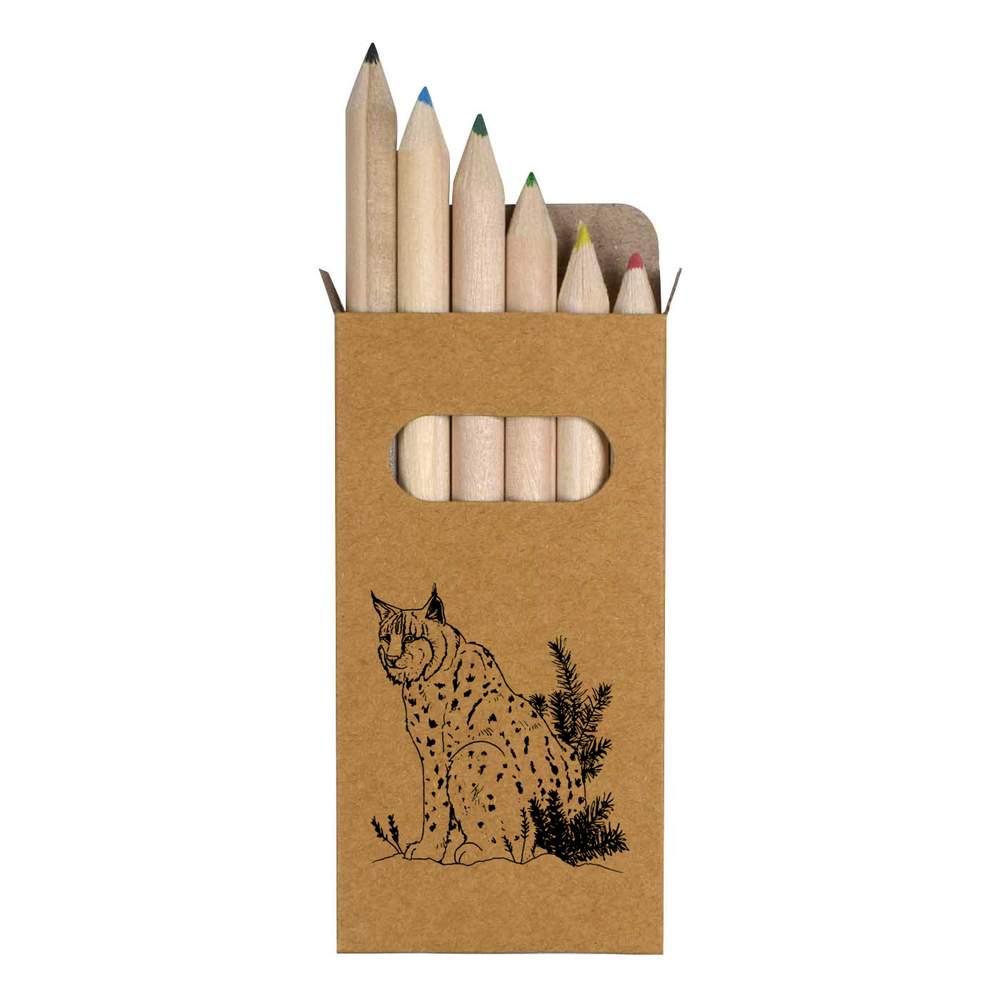 6 x 'Lynx' Short 85mm Pencils / Coloured Pencil Set (PE00020367)