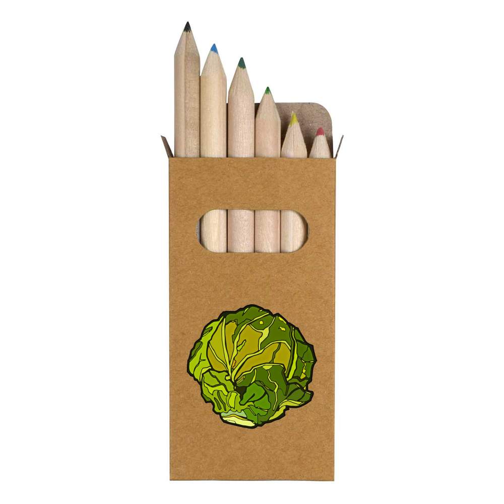 6 x 'Brussel Sprout' Short 85mm Pencils / Coloured Pencil Set (PE00022333)