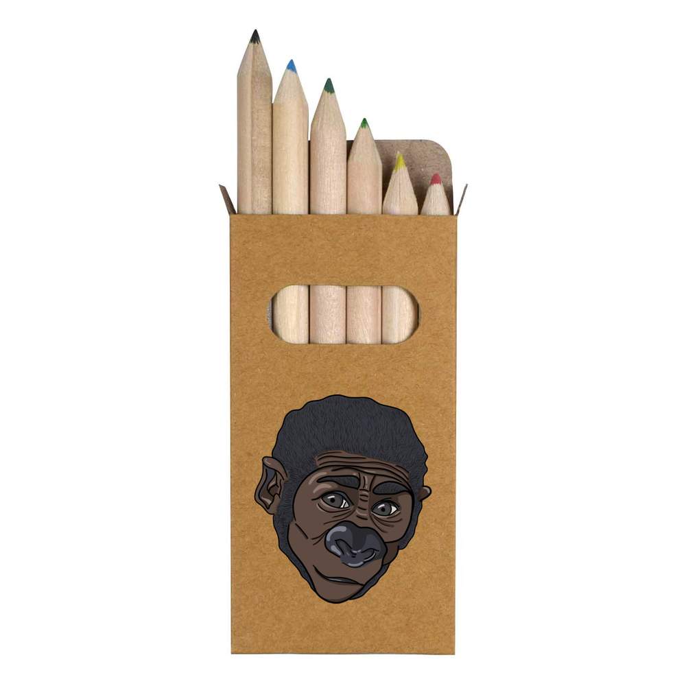 6 x 'Baby Gorilla' Short 85mm Pencils / Coloured Pencil Set (PE00026523)