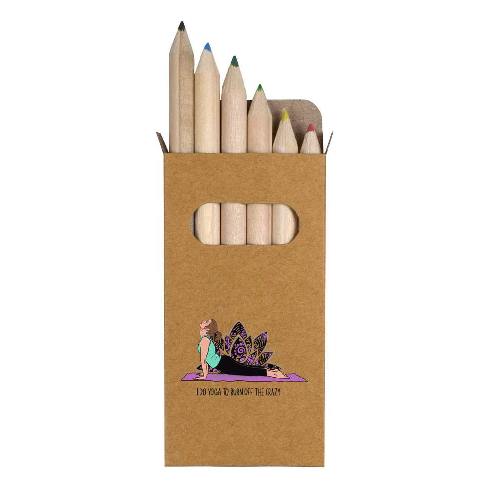 6 x 'Yoga relax ' Short 85mm Pencils / Coloured Pencil Set (PE00051456)