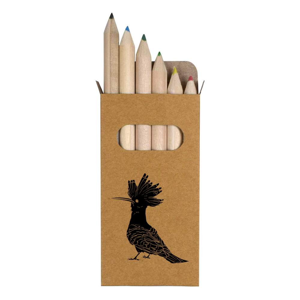 6 x 'Eurasian Hoopoe Bird' Short 85mm Pencils / Coloured Pencil Set (PE00051520)