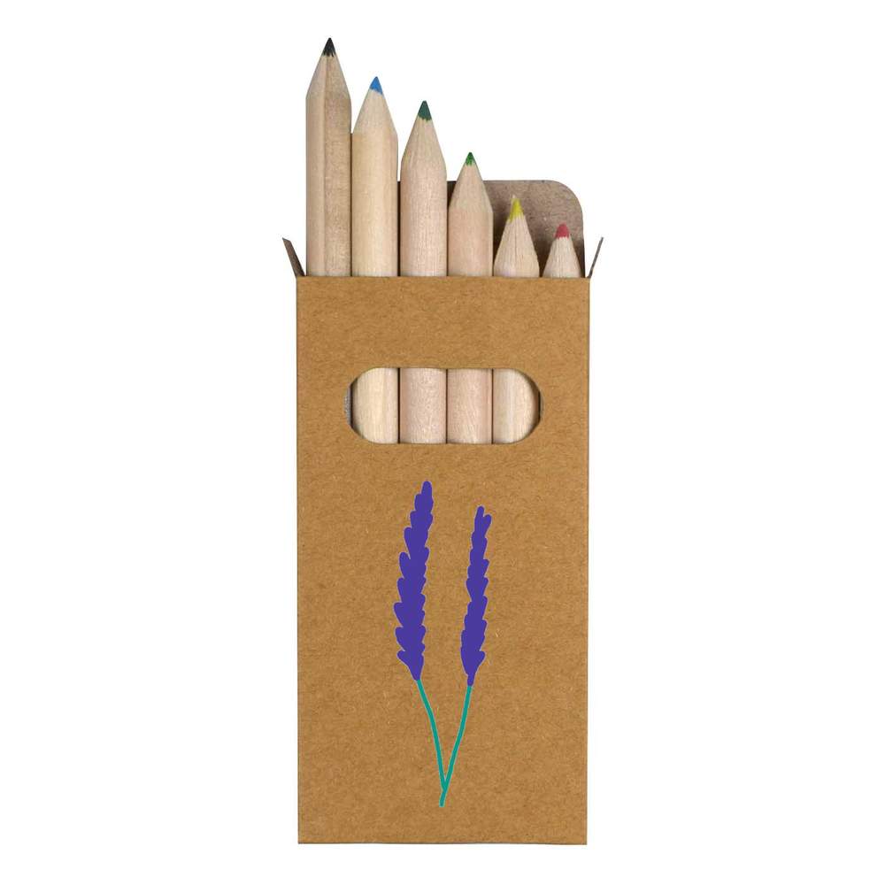 6 x 'Lavender ' Short 85mm Pencils / Coloured Pencil Set (PE00052660)