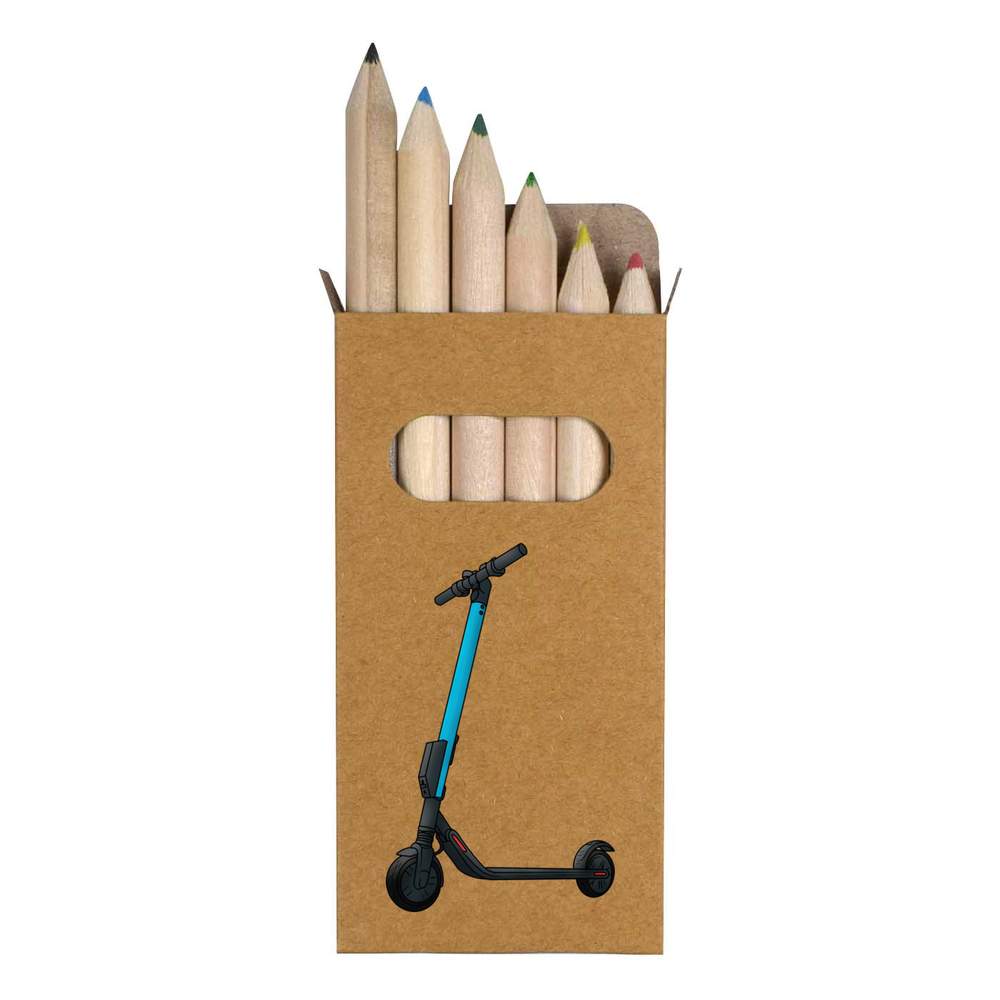 6 x 'Scooter' Short 85mm Pencils / Coloured Pencil Set (PE00054376)