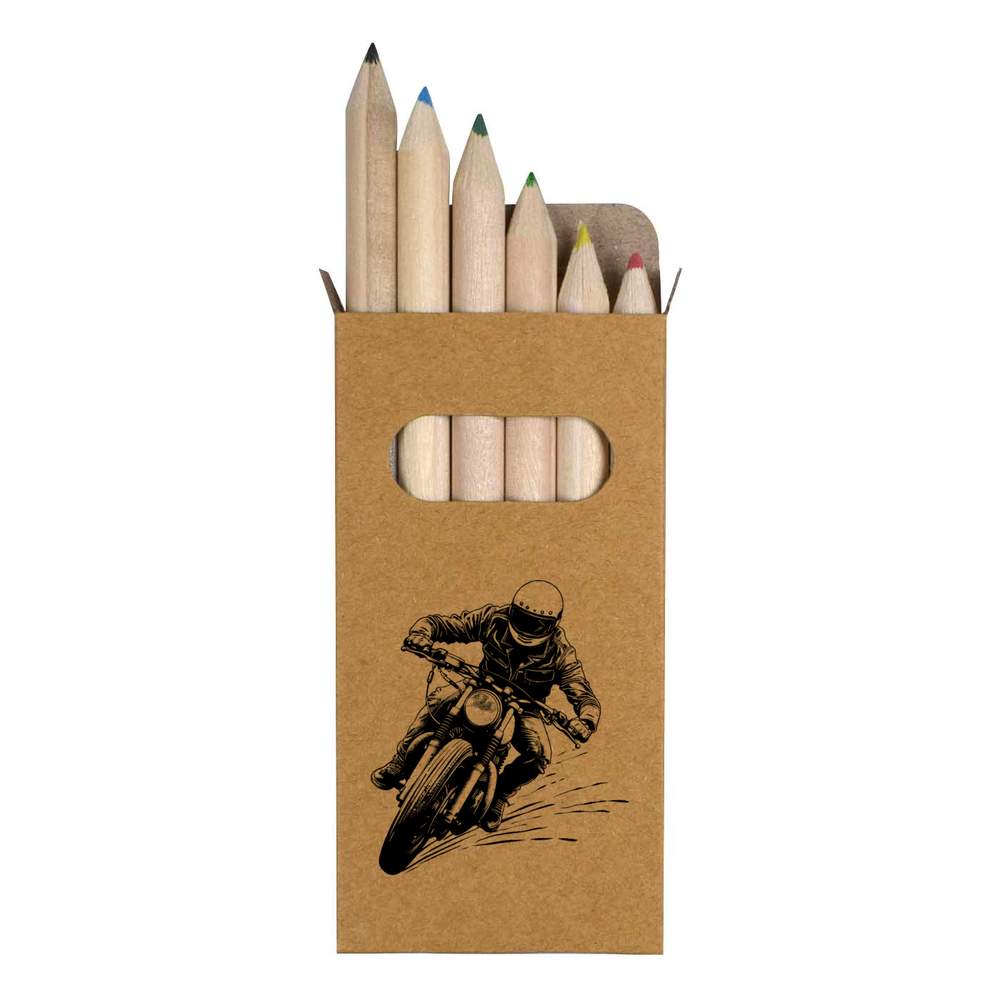 6 x 'Bikerider' Short 85mm Pencils / Coloured Pencil Set (PE00061900)