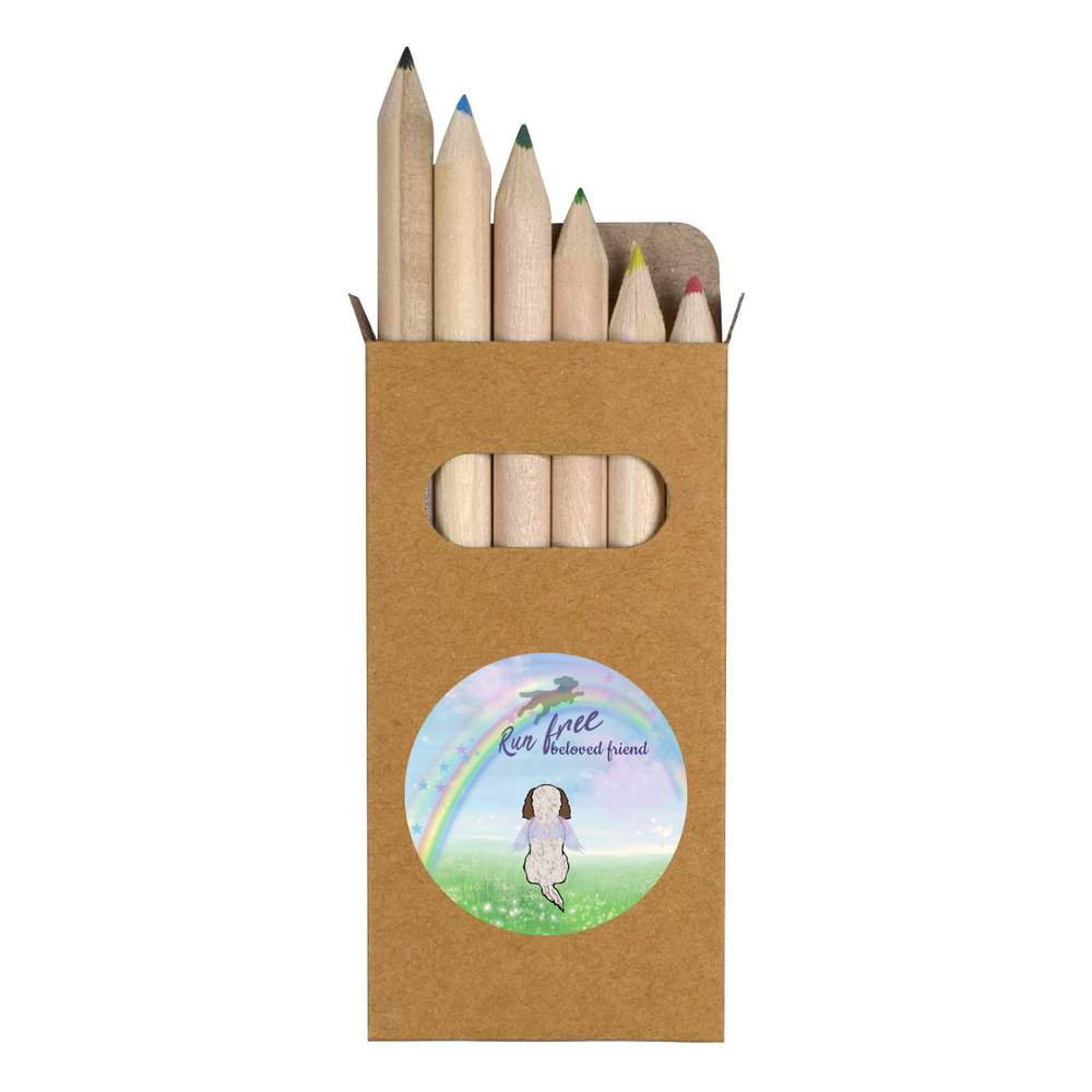 6 x 'Run Free Over The Rainbow Bridge' Short 85mm Pencils / Coloured Pencil Set (PE00062120)