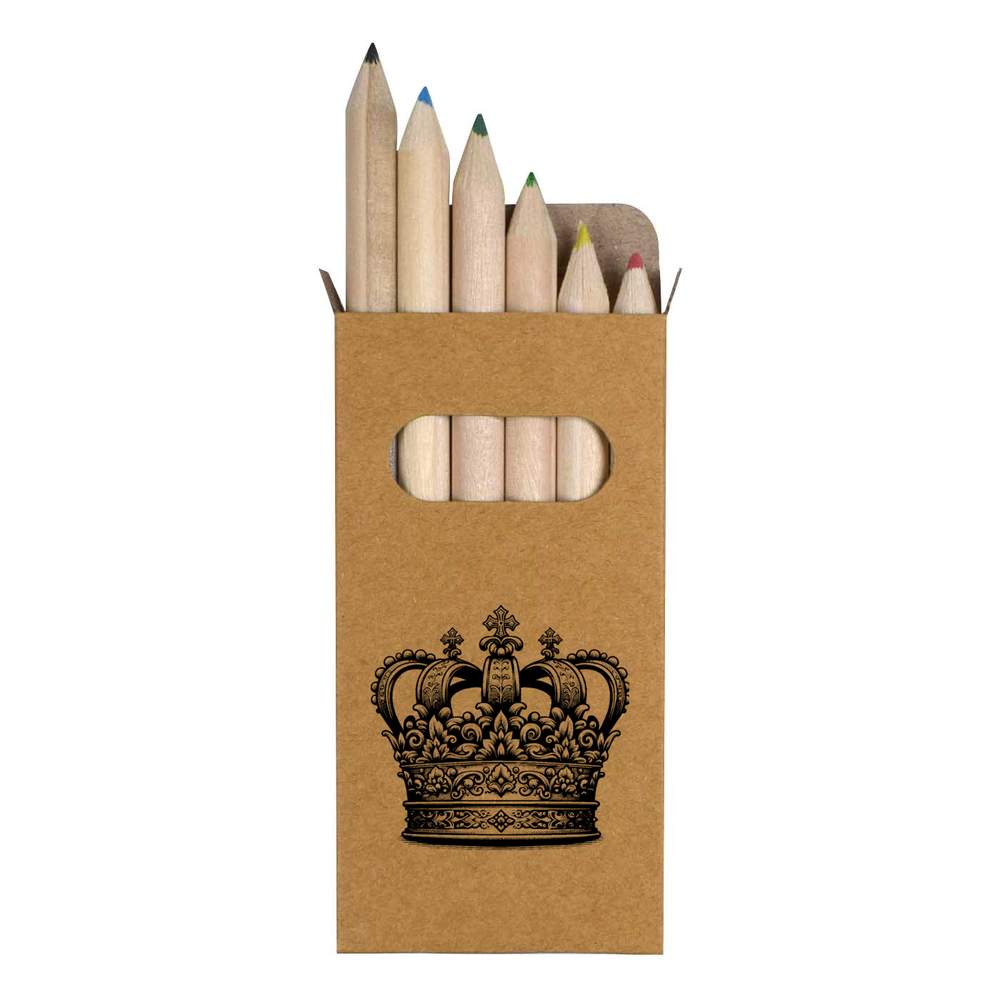 6 x 'Royal Crown' Short 85mm Pencils / Coloured Pencil Set (PE00064688)