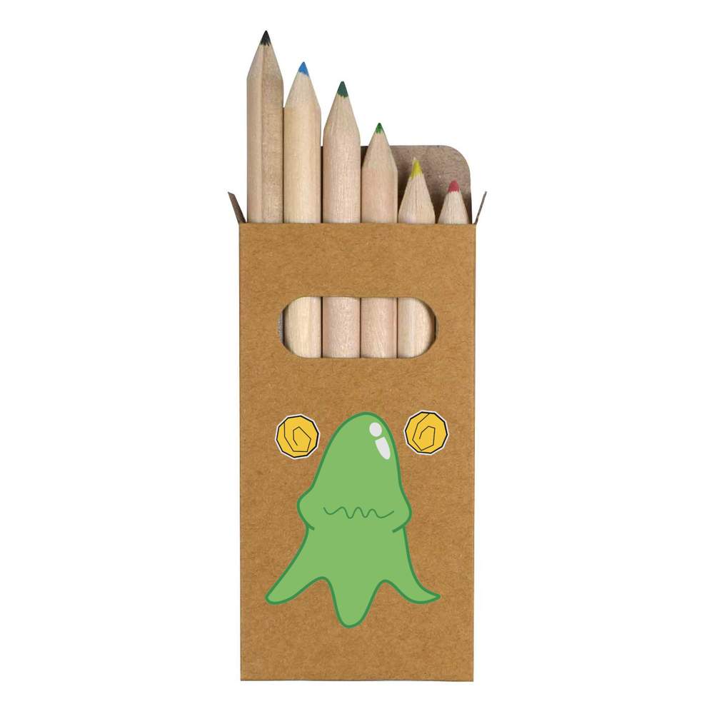 6 x 'Slime Creature' Short 85mm Pencils / Coloured Pencil Set (PE00066250)