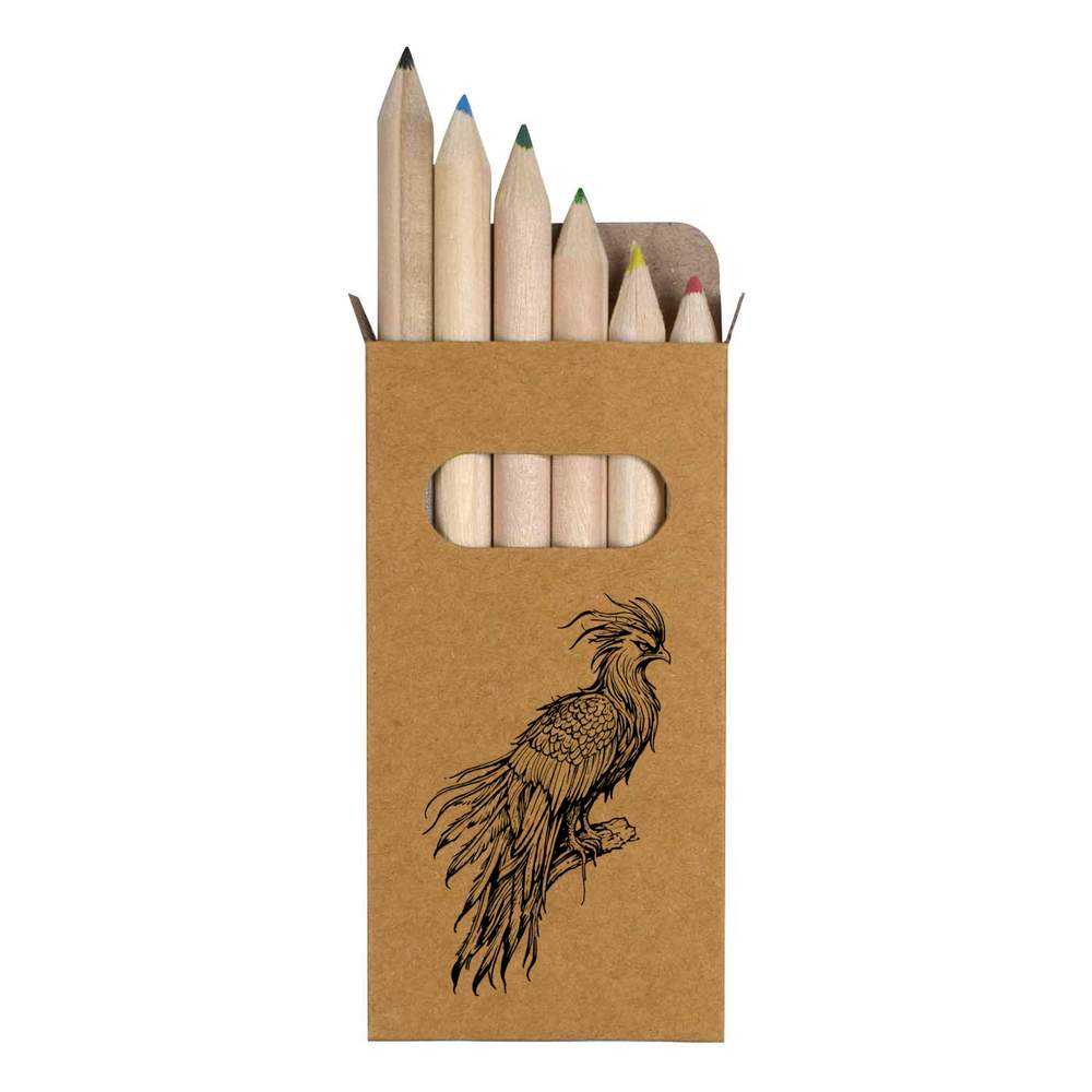 6 x 'Majestic Phoenix' Short 85mm Pencils / Coloured Pencil Set (PE00066706)